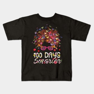 100 Days Smarter 100th Day Of School Girls Messy Bun Hair Kids T-Shirt